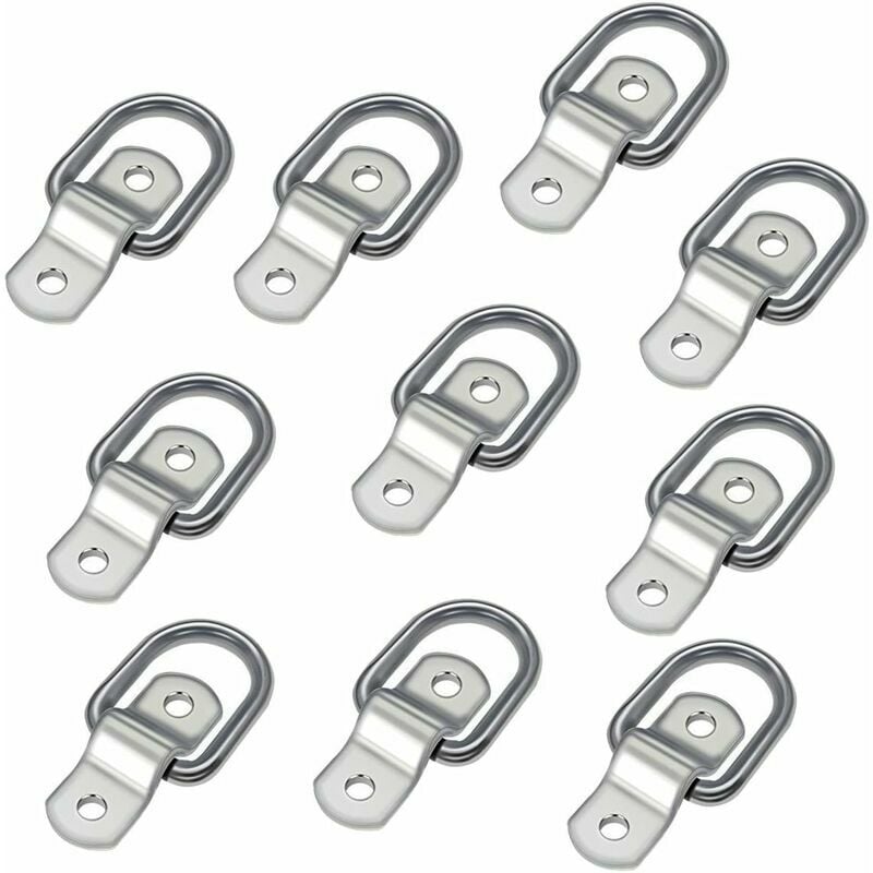 Hoopzi - Tie Down Rings, 10pcs Galvanized Iron Ring Mounting d Ring Tie Down Strap, Heavy Duty Trailer Anchor Forged Tie Down Rings for Truck Trailer