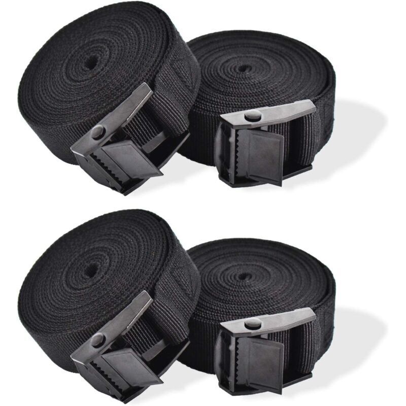 Tie-down straps, 4 pieces ratchet straps, locking straps with buckle, securing straps for motorcycles, cars, bicycle racks, luggage, 2.5 cm x 1 m