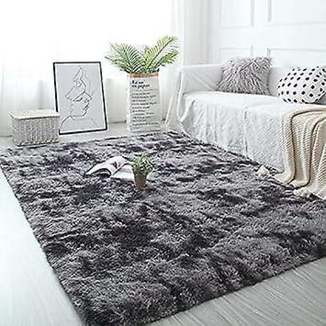 tie-dye Gris Fonc 80160 Cm Paissi Gradient Maison Tapis Soie Laine Tapis Salon Chambre Tapis De Sol Complet Balcon Baie Vitre Tapis En Peluche Co