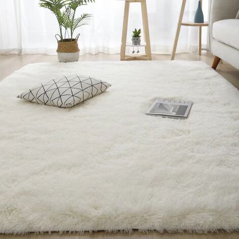 Tie-Dye Rugs Tapis de Salon à Poils Longs Tapis de Sol Moelleux Shaggy Doux et Confortable Moderne Tapis Antidérapant Décoration Intérieure Tapis Moelleux pour Chambre (40x60cm) couleur unie, beige