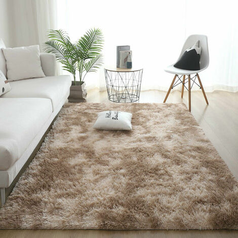 Tapis en Fausse Fourrure Blanc 130cm, Antidérapant Tapis en Peau de Mouton,  Tapis Salon Shaggy Poil Long Doux Moderne Rond, Man-Made Luxe Laine Tapis