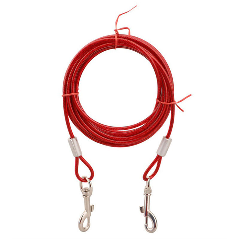 Asupermall - Tie Out Cable Pour Chiens Avec Des Crochets En Metal Durable Pour Exterieur Cour Camping Rust Proof 5M / 16Ft, Rouge