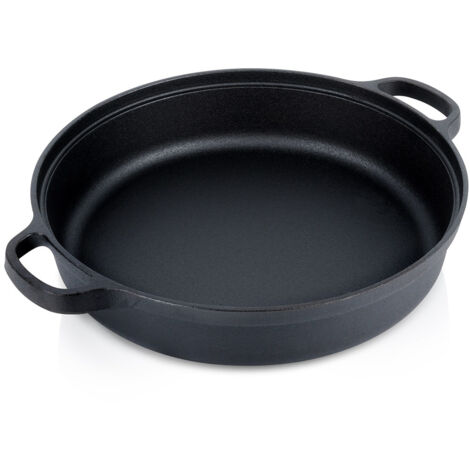 Tiefe Bratpfanne aus Gusseisen für Gas, Induktion, Grill, Kamin, Backofen, 30 cm