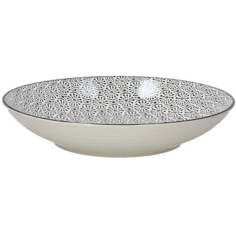 Tiefe Servierplatte 32 cm Chakra aus schwarzem Majolika-Porzellan