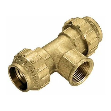 Tiemme - Raccordo A Tee Femmina Centrale 3/4" Ø25 Polietilene Ottone