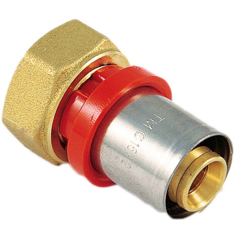 Tiemme - raccordo diritto femmina con girello 3/4" ø20 con testa piana per multistrato a pressare acqua
