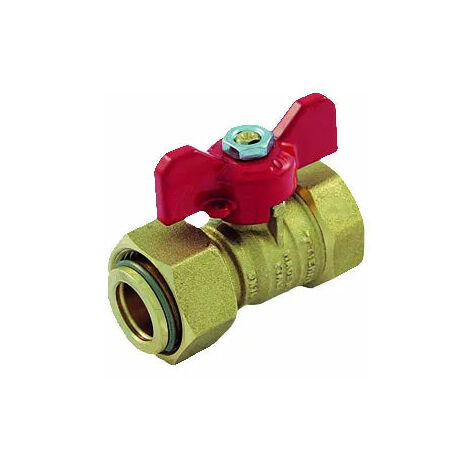Tiemme - Valvola Acqua Diritta Femmina 3/4" Con Girello 3/4" E Farfalla Rossa