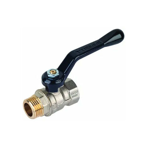 Tiemme - Valvola/Arresto A Sfera Acqua Diritta Maschio/Femmina 1/2" Con Leva Nera