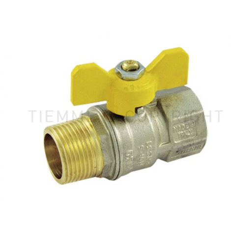 Tiemme - Valvola arresto a sfera gas 3/4 a farfalla maschio-femmina passaggio standard