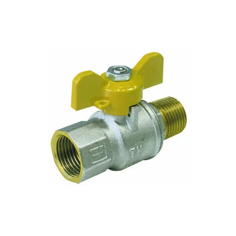 Tiemme - Valvola/Arresto A Sfera Gas Diritta Maschio/Femmina Da 3/4" Con Farfalla Gialla A Passaggio Totale Iso7/En10226