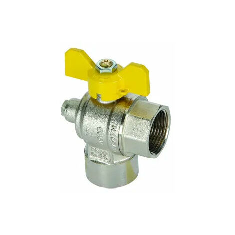 Tiemme - Valvola/Arresto Gas A Squadro Femmina/Femmina 3/4" A Passaggio Totale Con Presa Pressione Iso07/En10226