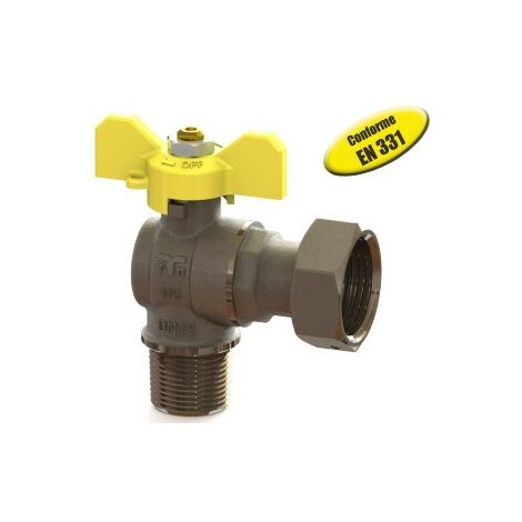 Tiemme - valvola/arresto/rubinetto gas a squadro maschio 1/2" con girello 1/2"