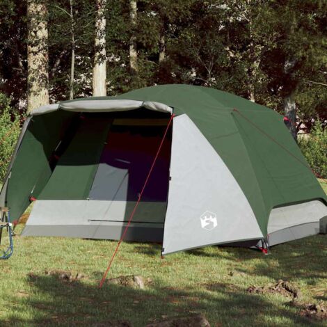 Tienda campaña familiar con porche 6 personas impermeable verde