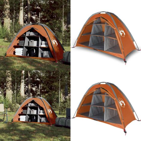 Tienda de almacenaje 9 compartimentos impermeable gris naranja - Carpa impermeable - Almacenamiento camping