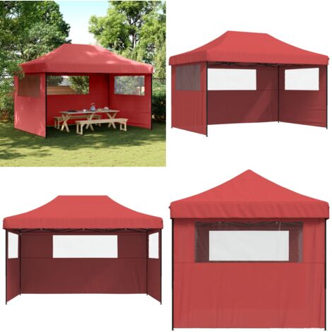 Tienda de fiesta plegable Pop-Up 3 paredes laterales burdeos - Carpa emergente - Carpa de jardín