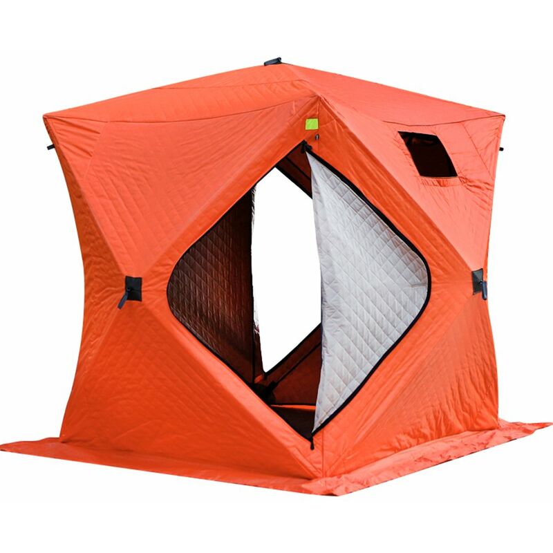 

Tienda de hielo aislada a prueba de viento para 3-4 personas, refugio de pesca en hielo, tienda de pesca de invierno, con 2 puertas,naranja
