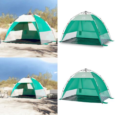 Tienda de playa 2 personas impermeable apertura rápida verde - Sombra para playa - Tienda impermeable