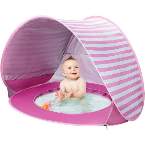 Tienda de playa para bebés con piscina, mejorada, fácil de plegar y desplegar, exclusiva tienda de campaña Ocean World para bebés, protección UV UPF 50+, tienda de campaña para exteriores para bebés y