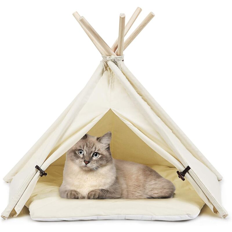 

Costway - Tienda para Mascotas Cama Tipi con Cojín para Mascotas Dormir Descansando Casa para Perro Gato Conejo 84 x 54 x 80 cm