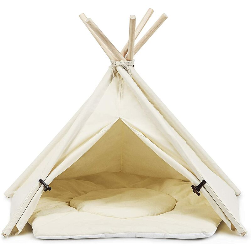 

Tienda para Mascotas Cama Tipi con Cojín para Mascotas Dormir Descansando Casa para Perro Gato Conejo 84 x 54 x 80 cm