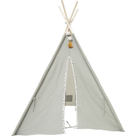 Homcom Tienda De Campaña Para Niños De +3 Años Tipi Infantil De Madera  Portátil Con Ventana Colchoneta Y Bolsa De Transporte Para Interiores Y  Exteriores 12 Azul