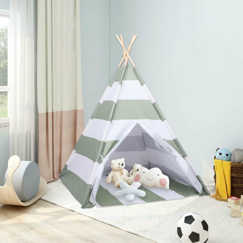

Tienda tipi ninos y bolsa piel de melocoton rayas 120x120x150cm