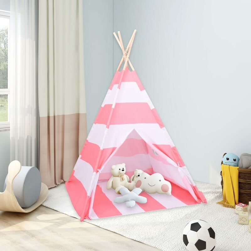 

Tienda tipi nios y bolsa piel de melocotón rayas 120x120x150cm - Rosa
