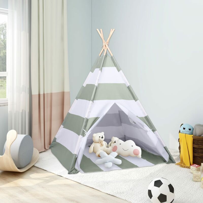 

Youthup - Tienda tipi nios y bolsa piel de melocotón rayas 120x120x150cm - Gris