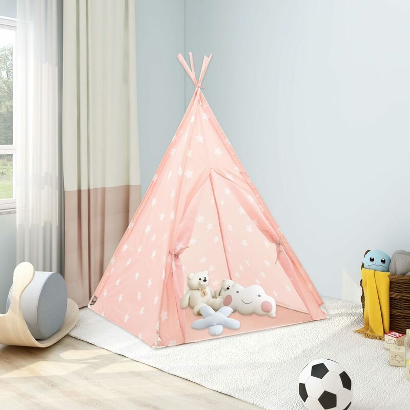

Tienda tipi para niños con bolsa poliéster rosa 115x115x160 cm