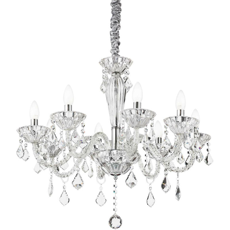 

Ideal Lux Tiepolo - Lámpara de araña de 8 luces de vidrio transparente, E14