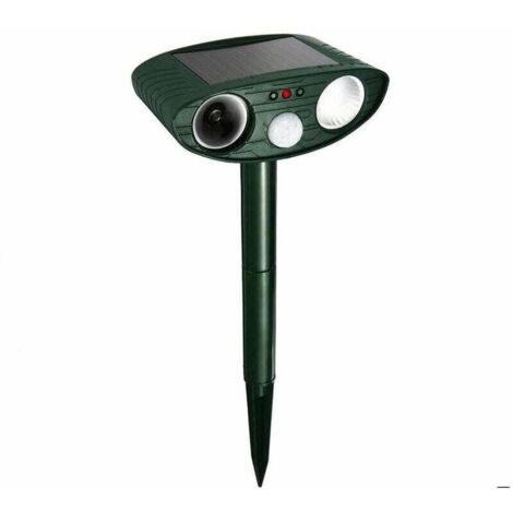 Tierabwehr, solarbetriebener Ultraschall-Katzenabwehr, Maulwurfsjäger, wasserdicht, LED-Licht, Bewegungsmelder, Anti-Hunde, Katzen, Tauben, Eichhörnchen, Siebenschläfer, Vögel, Garten, Hof, Feld, Baue