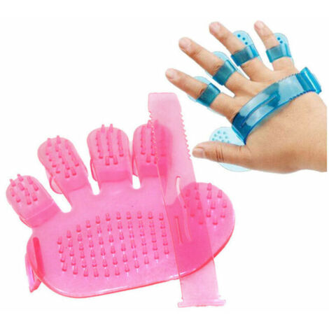 Tierbadebürste, Fünf-Finger-Handschuhbürste, Katzen- und Hundepflege, Tierbadezubehör, rosa