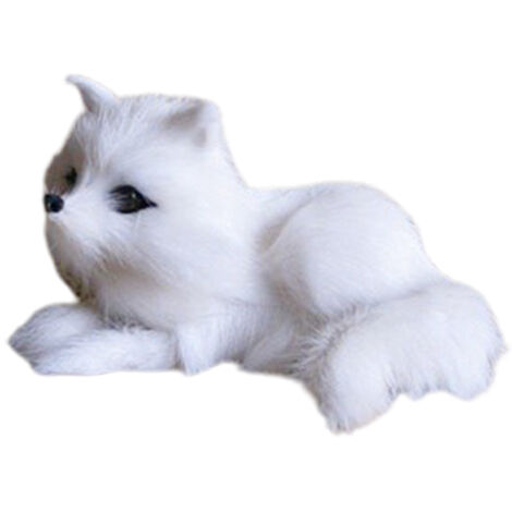 Tierdekoration, realistische Fuchsfigur – Dekorativer Plüschfuchs – Für drinnen und draußen, Haus und Garten – Luxuskollektion in Weiß/Braun