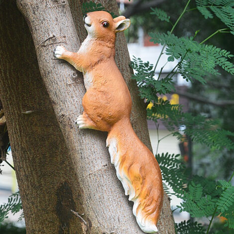 Tierfigur – Kletterhörnchen – Buntes Kunstharz – Dekoration für Baum, Garten, Terrasse