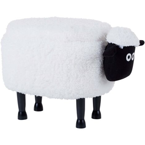 Tierhocker mit Stauraum SHEEP Stoff Weiß