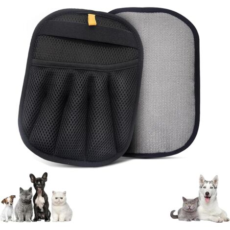 Tierpflegehandschuhe, schwarz, 24 x 16 cm, 2er-Pack, wiederverwendbar, fünf Finger, für Sofas, Teppiche und Sitze