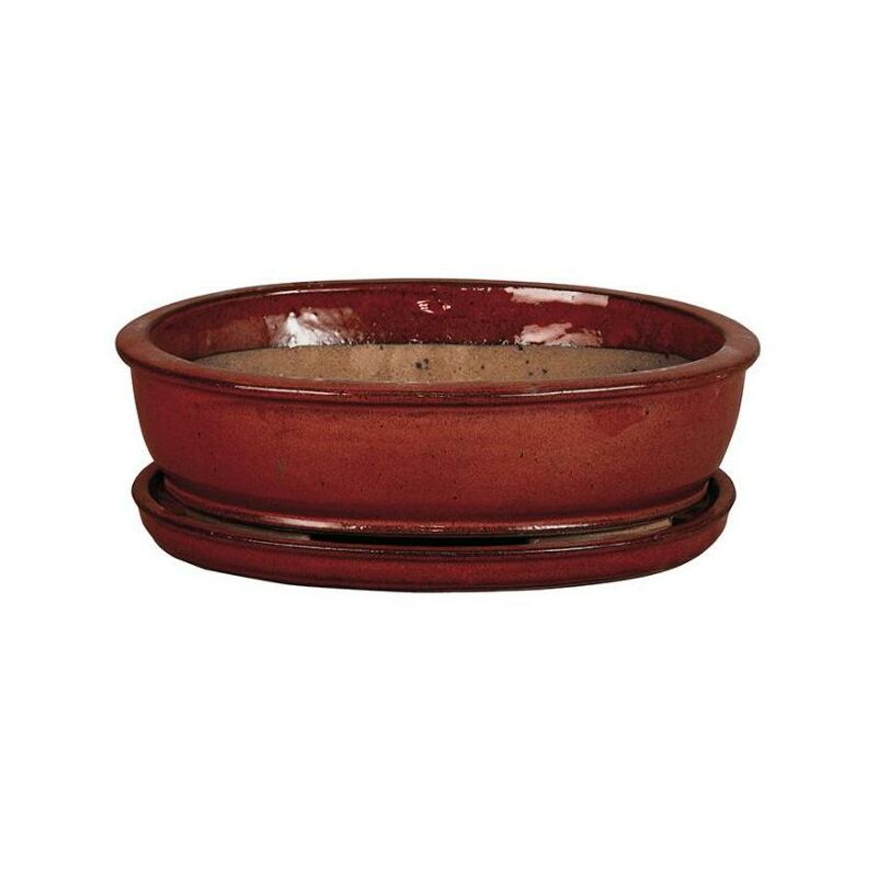 

Tiesto bonsái Asuka ovalado Rojo + Plato 20x11x4cm