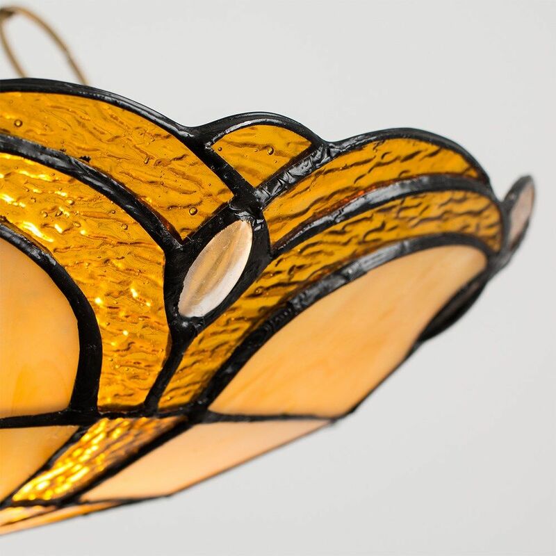 Tiffany Amber Jewelled Glass Uplighter Ceiling Pendant Light Shade