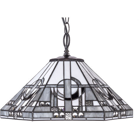 Tiffany by Tiff Ceiling Pendant 3 Light With Art Deco Shade - Brass Litecraft