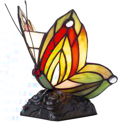 Tiffany by Tiff Table Lamp Butterfly Styled Base - Red, Black Litecraft
