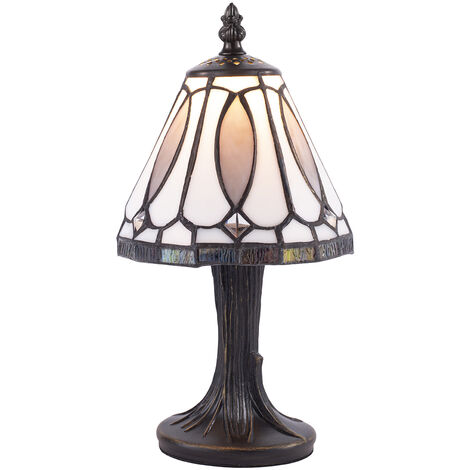 Tiffany by Tiff Table Lamp Tree Effect Base With Art Deco Shade- Brass Litecraft