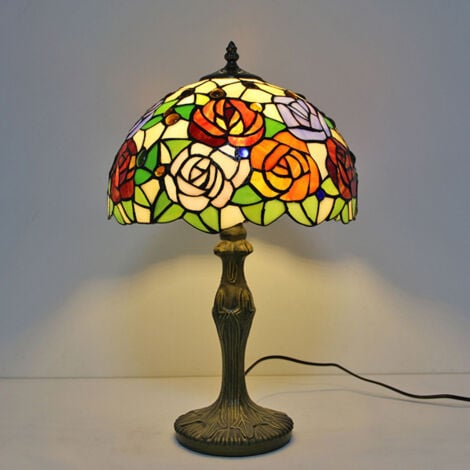 Tiffany Lampe Orange Vitrail Lampe De Table Chevet Table De Chevet Bureau Lampe De Lecture Travail Étude Bureau Lumière Décor Maison Enfants Chambre Salon Bureau