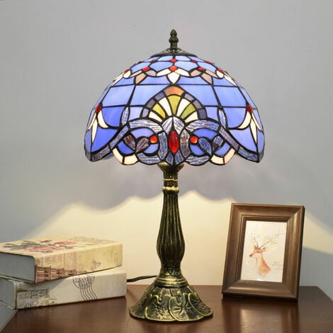 Lampe Tiffany de 16 pouces, lampe de Table Unique, vitrail de glycine,  luxueuse lampe à mémoire de banque, Base en cuivre Antique France