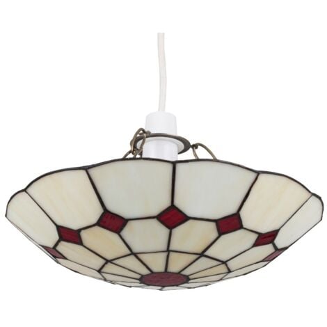 Tiffany Style Traditional Red And Cream Pendant Light Shade