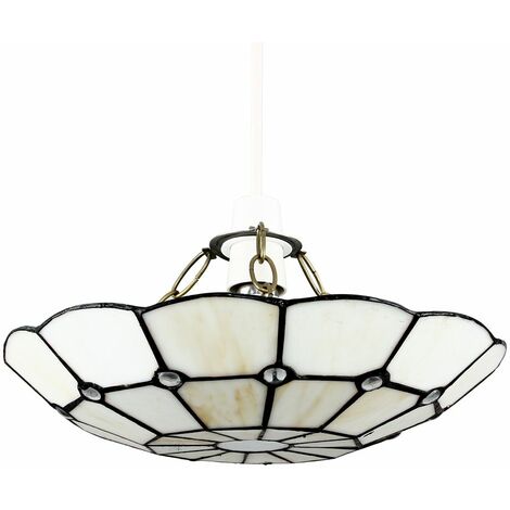 Tiffany White Stained Glass Cortez Jewel Ceiling Pendant Light Shade