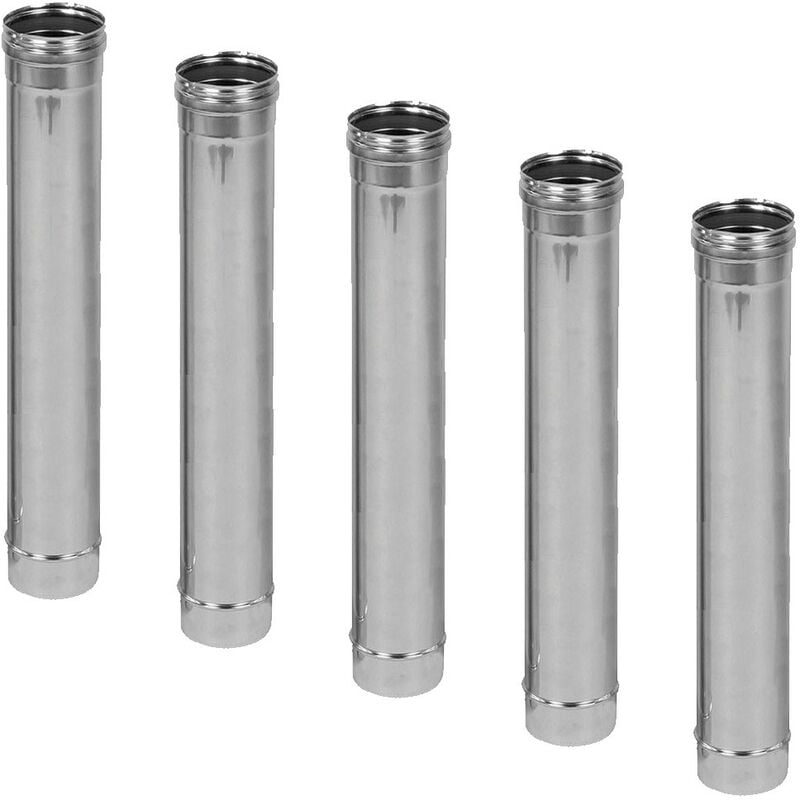 Lot de 5 TIG1000 Conduit simple paroi étanche polycombustible longueur 100 cm Ø150