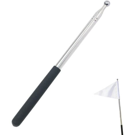 Tige de Drapeau Télescopique en Acier Inoxydable, Léger et Pliable avec Poignée Antidérapante, Longueur Réglable jusqu'à 1,5 m (Noir)