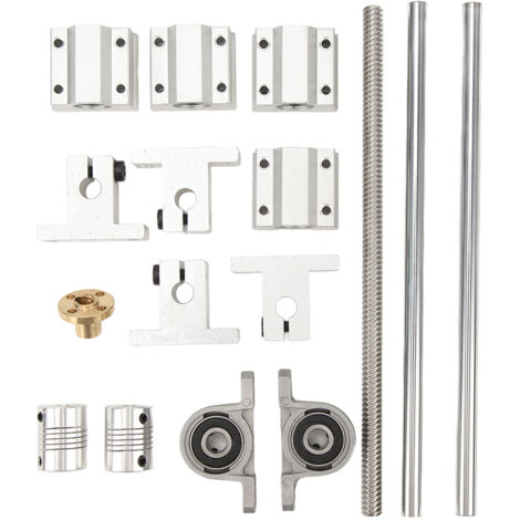 Tige de guidage linéaire T8x8 avec vis mère, support SC8UU, palier coulissant et accouplement flexible pour arbres 8‑200 mm