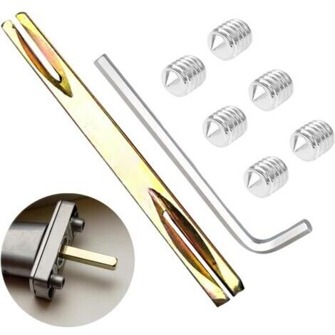 Tige de poignée carrée 8 mm x 100 mm pour poignées de porte, ferrures de porte, avec 6 vis à six pans creux M6 et 1 clé