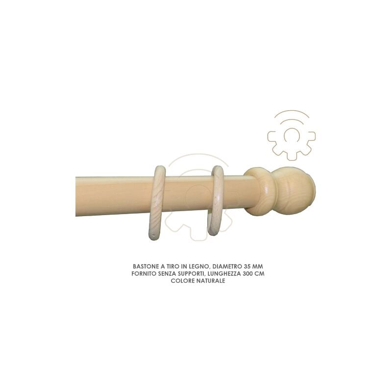 Capaldo - Tige de traction en bois naturel 35 mm longueur 300 cm sans supports